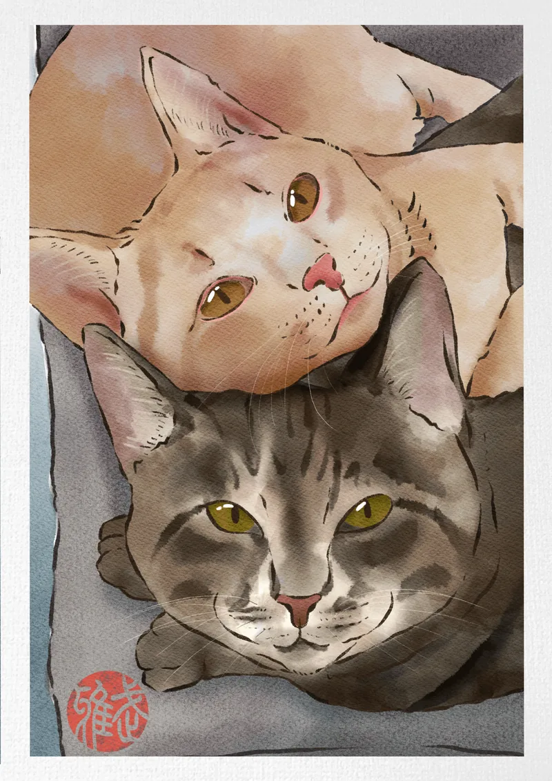 Digital Artwork - Kitties Illustration